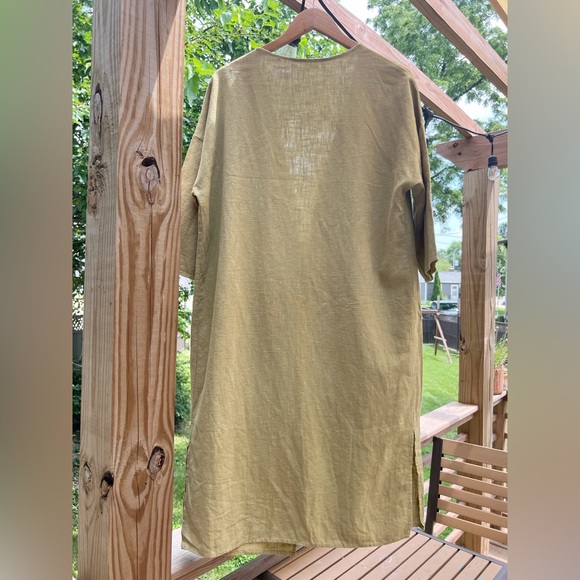 Vintage Yellow Linen duster jacket with pockets - Picture 4 of 4